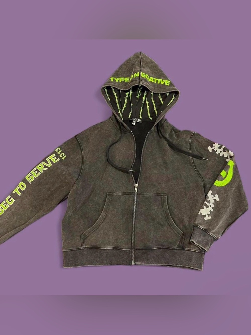 Dolls Kill x Type O Negative Hoodie - BLACK NO.1 WASHED HOODIE